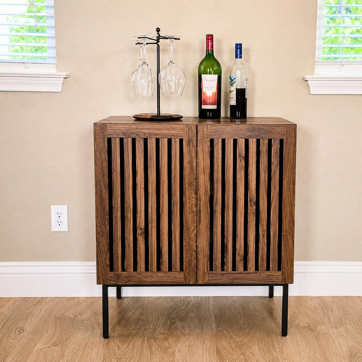 Modern Buffet Cabinet with 2 Doors & Metal Base | Storage Sideboard for Dining Room