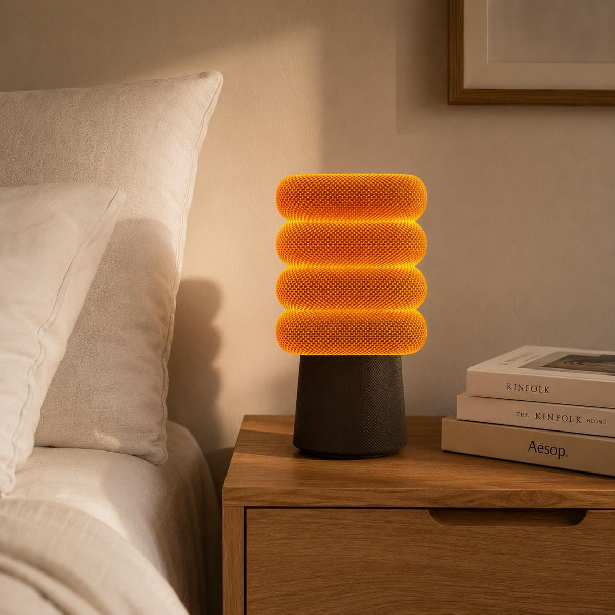 Ripple Sculptural Table Lamp with Stacked Ring Shade & Warm LED
