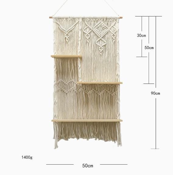 Macrame Wall Shelf Gift, 3 Tier Boho Shelf Decor, Handmade Hanging Shelf, Unique Housewarming Gift Idea，Minimalist Boho Wall Decor