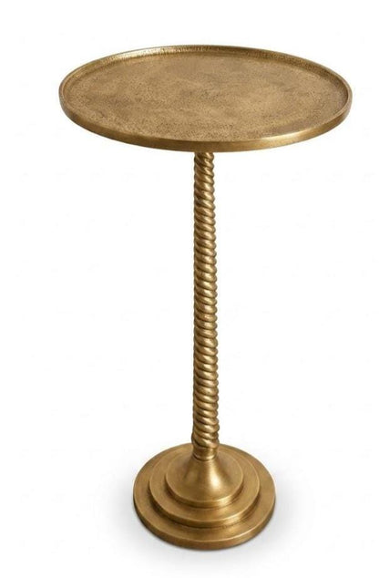 Antique Brass Martini Side Table with Candlestick Pedestal