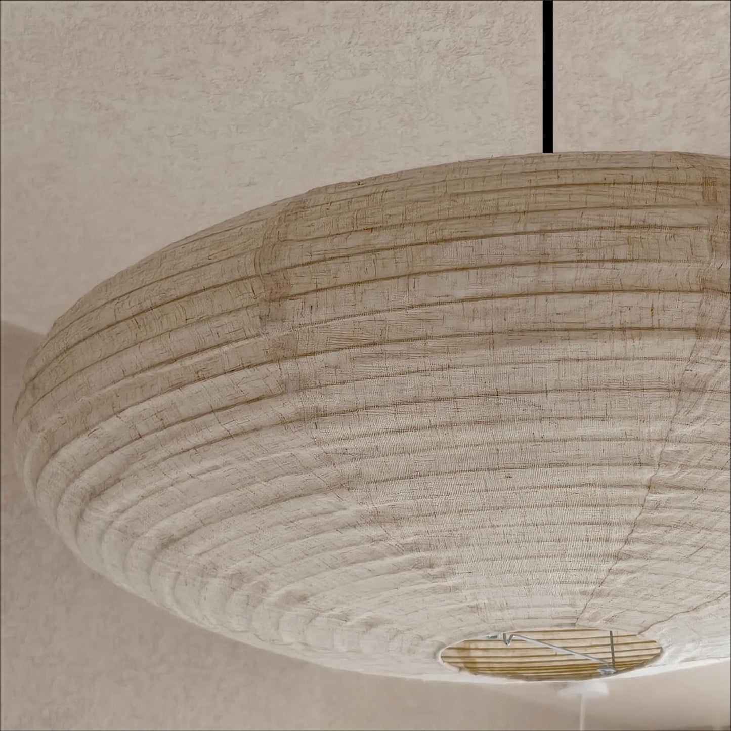 Japanese Linen Oval Pendant Lampshade, Natural Beige 23-Inch Light Shade
