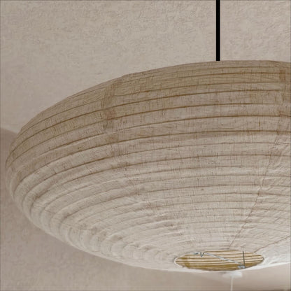Japanese Linen Oval Pendant Lampshade, Natural Beige 23-Inch Light Shade