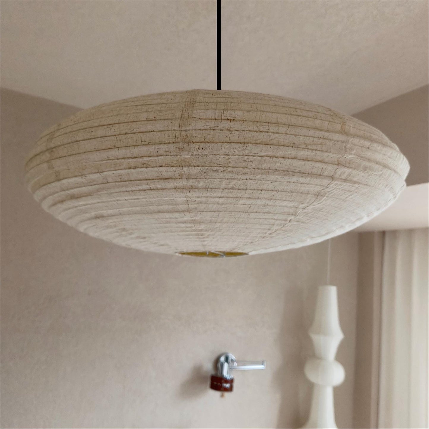Japanese Linen Oval Pendant Lampshade, Natural Beige 23-Inch Light Shade