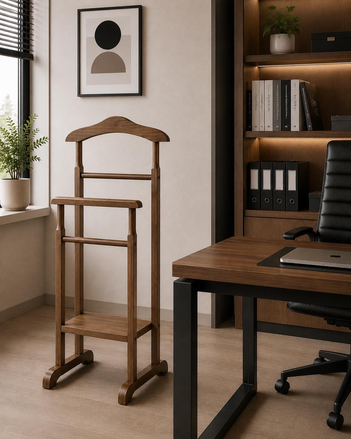 Wooden Hanger Stand | Handcrafted Walnut Wardrobe Stand | Walnut Wood Clothing Stand | Rustic Walnut Coat Rack