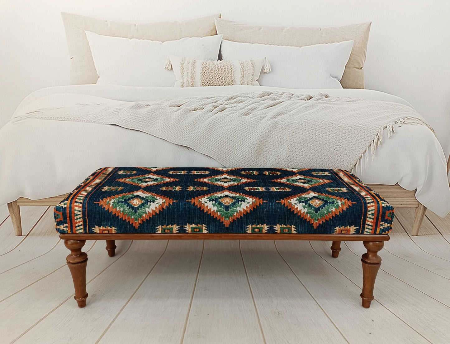 Bedroom Bench, Upholstered Bench, Coffee Table Ottoman, Low Table, Bohemian Bench, Dining Bench, Wooden Side Table, Soft Top