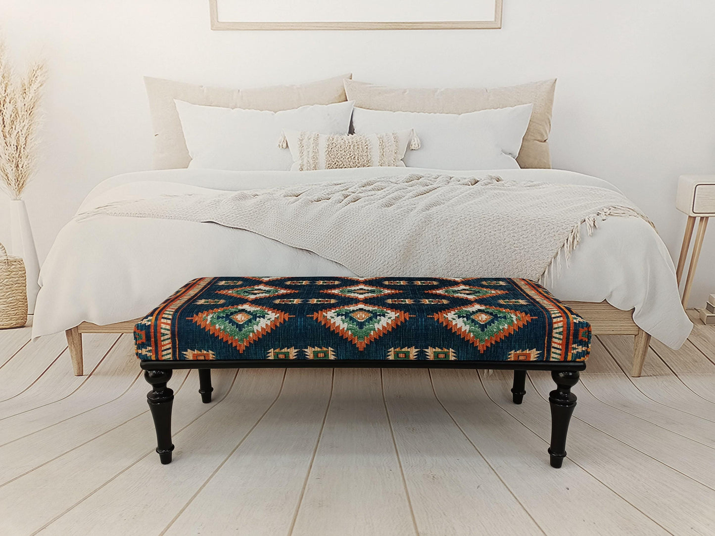 Bedroom Bench, Upholstered Bench, Coffee Table Ottoman, Low Table, Bohemian Bench, Dining Bench, Wooden Side Table, Soft Top