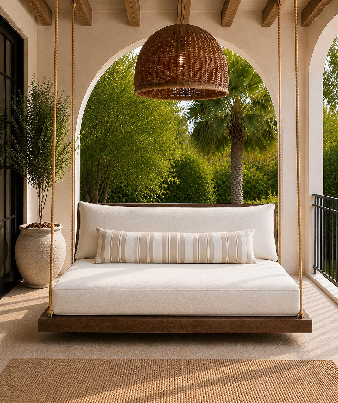 Sunbrella Outdoor Extended Back Cushion | Daybed Bed Swing Pillow | Long Lumbar Cushion | Custom Sizes and Multipe Shades