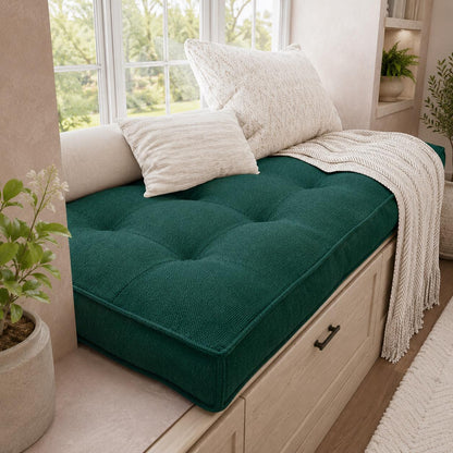 Large Window Seat Cushion, Tufted Bench Cushion, Handmade Indoor Bench Seat