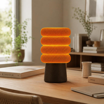 Ripple Sculptural Table Lamp with Stacked Ring Shade & Warm LED