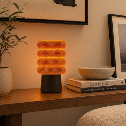 Ripple Sculptural Table Lamp with Stacked Ring Shade & Warm LED