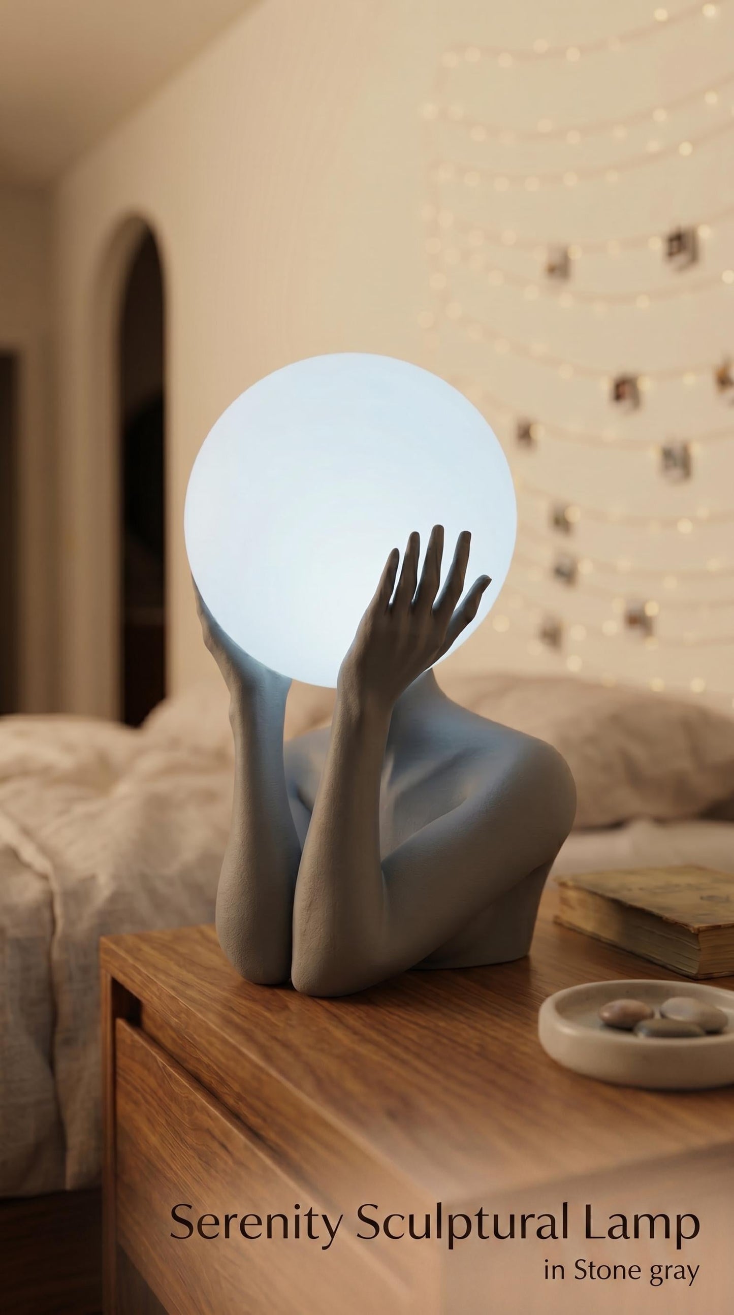 Sculptural Sphere Table Lamp, Artistic Ambient Light, Minimalist Home Decor