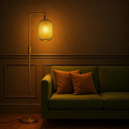 Mid Century Green Glass Floor Lamp | Modern Dimmable Standing Lamp - customizable light