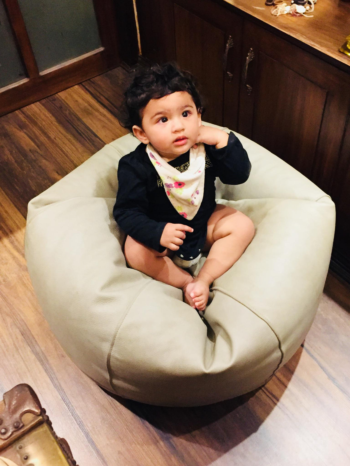 Pure Leather Bean Bag Chair | Rustic Handmade Lounger (Cover Only)