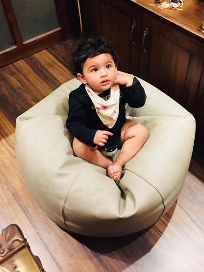 Pure Leather Bean Bag Chair | Rustic Handmade Lounger (Cover Only)