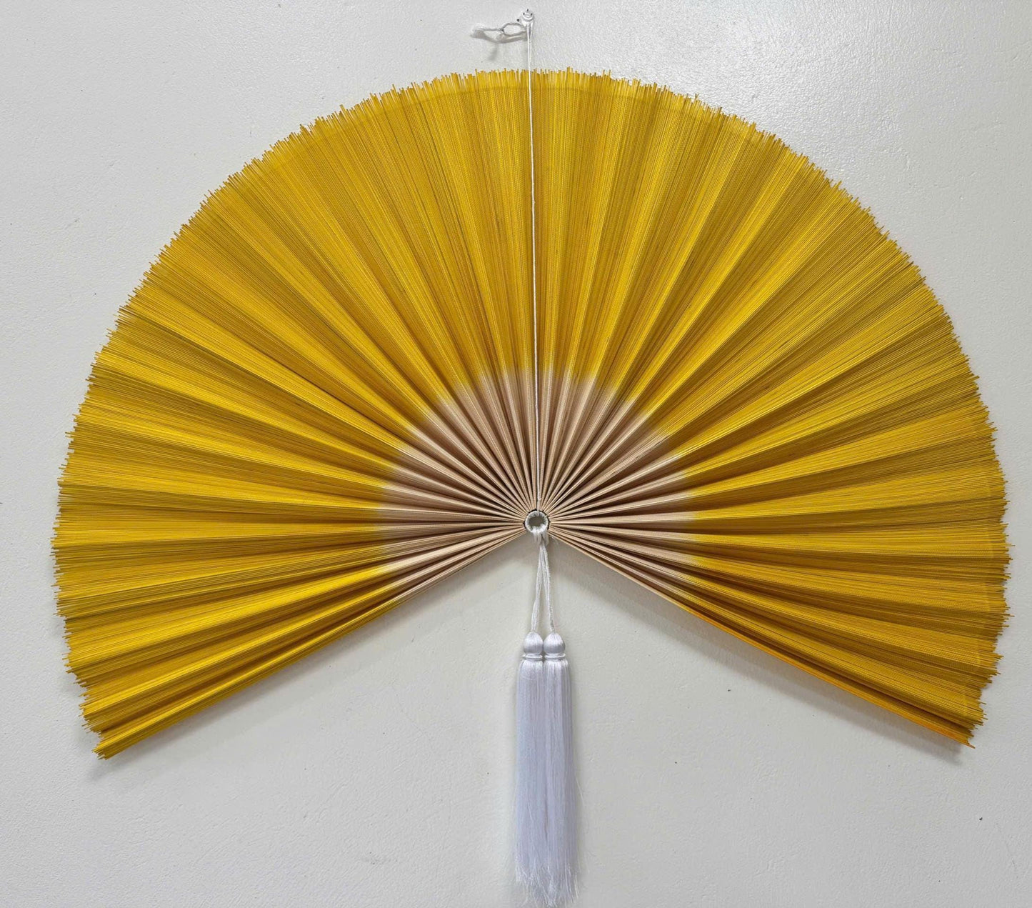 Handwoven Rattan Wall Fan Decor in Natural Bamboo