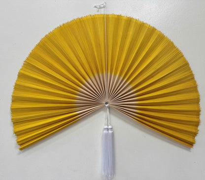 Handwoven Rattan Wall Fan Decor in Natural Bamboo