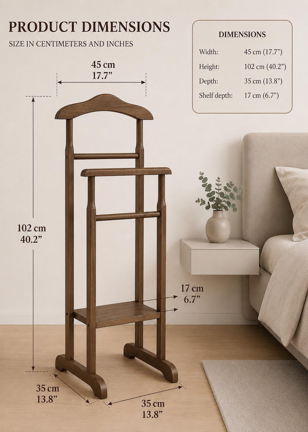 Wooden Hanger Stand | Handcrafted Walnut Wardrobe Stand | Walnut Wood Clothing Stand | Rustic Walnut Coat Rack