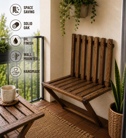 Folding Wall Chair in Solid Oak | Handmade Space Saving Furniture