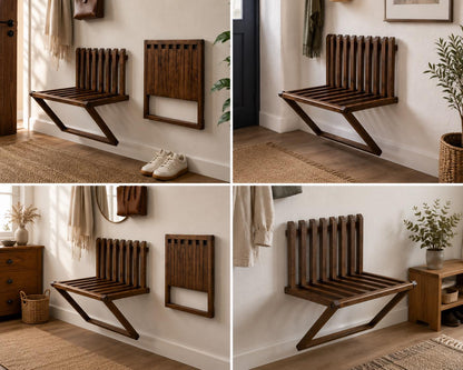 Folding Wall Chair in Solid Oak | Handmade Space Saving Furniture