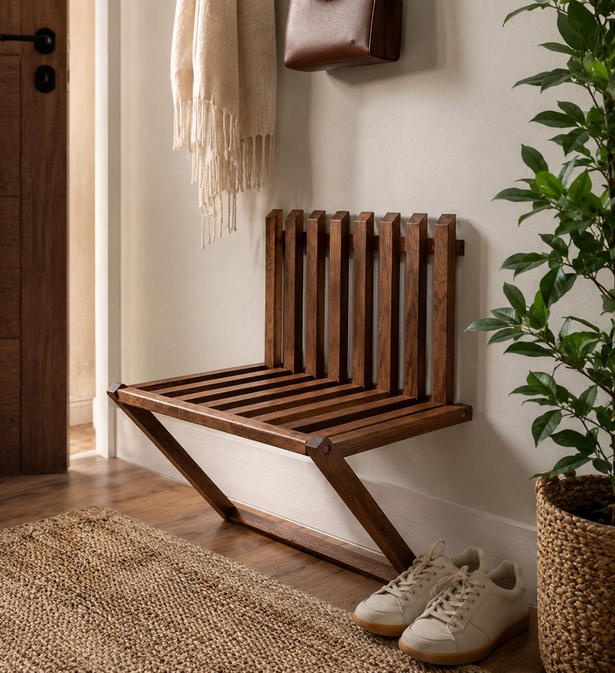 Folding Wall Chair in Solid Oak | Handmade Space Saving Furniture