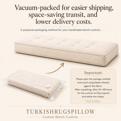 Large Custom Tufted Cushion, Indoor Bench Cushion, Custom Window Seat Cushion, Handmade Bench Seat Cushion