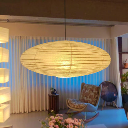 Japanese Washi Paper UFO Pendant Light, Minimalist Japandi Hanging Lamp