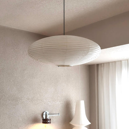 Japanese Washi Paper UFO Pendant Light, Minimalist Japandi Hanging Lamp