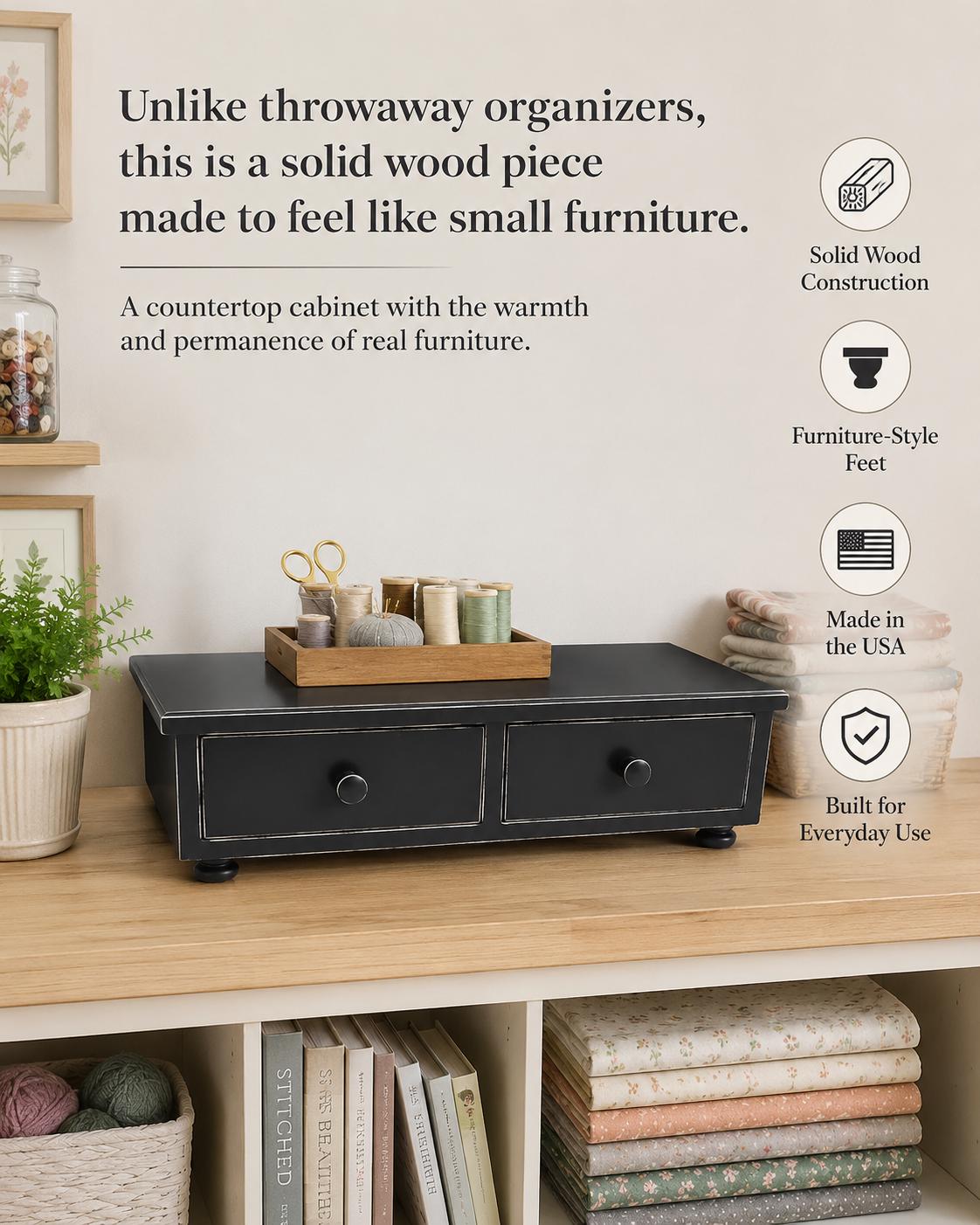 Counter Cabinet | Craft Room Cabinet | Sewing Room Organizer | Wood Anniversary Gift Tea Home | Charging Station Cord Organizer | Storage