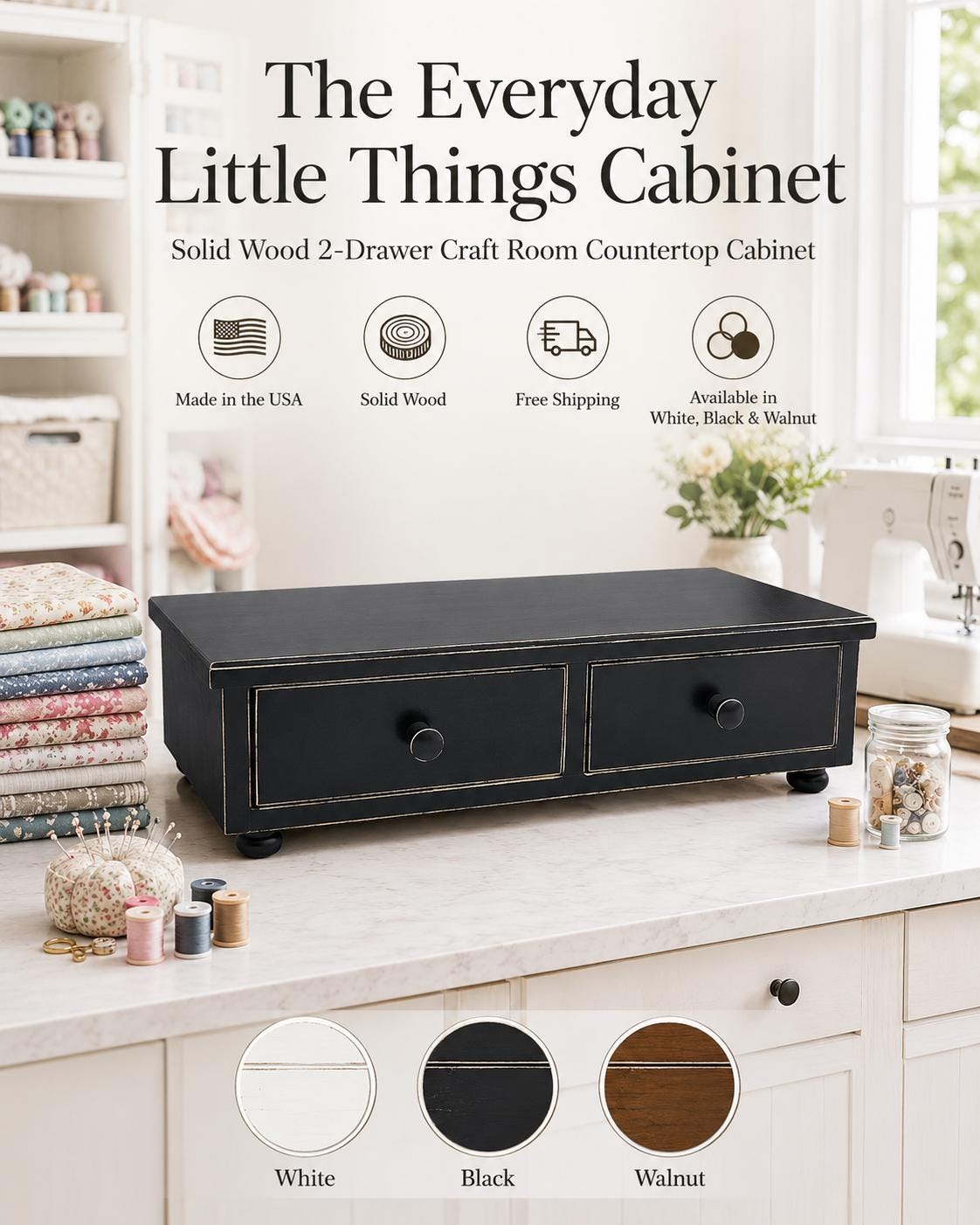 Counter Cabinet | Craft Room Cabinet | Sewing Room Organizer | Wood Anniversary Gift Tea Home | Charging Station Cord Organizer | Storage