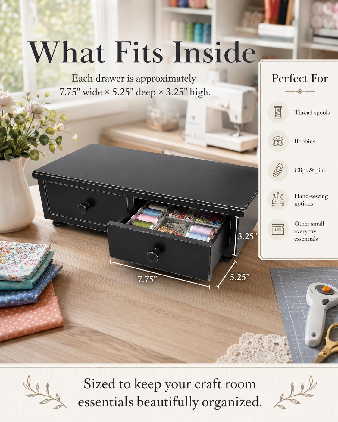 Counter Cabinet | Craft Room Cabinet | Sewing Room Organizer | Wood Anniversary Gift Tea Home | Charging Station Cord Organizer | Storage