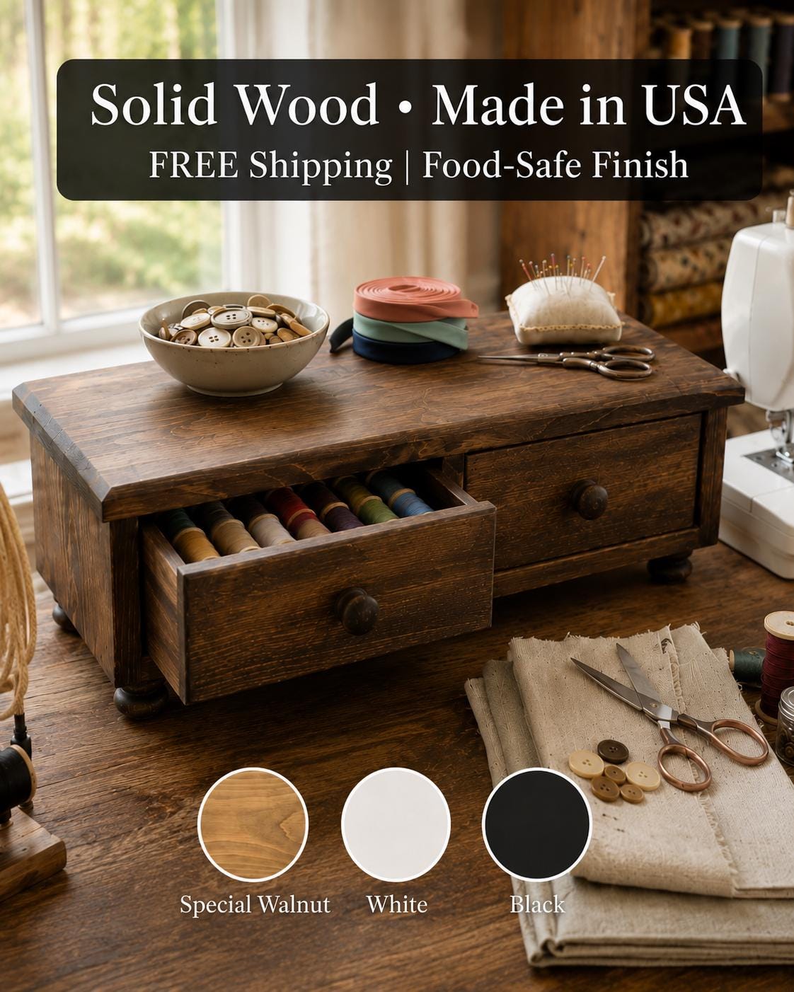Counter Cabinet | Craft Room Cabinet | Sewing Room Organizer | Wood Anniversary Gift Tea Home | Charging Station Cord Organizer | Storage