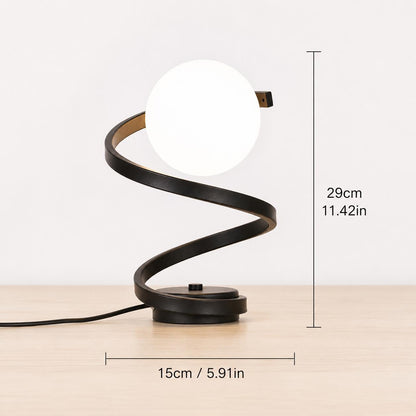 Spiral LED Table Lamp, Glass Globe Bedside Light for Bedroom