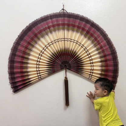 Handwoven Rattan Wall Fan Decor in Natural Bamboo
