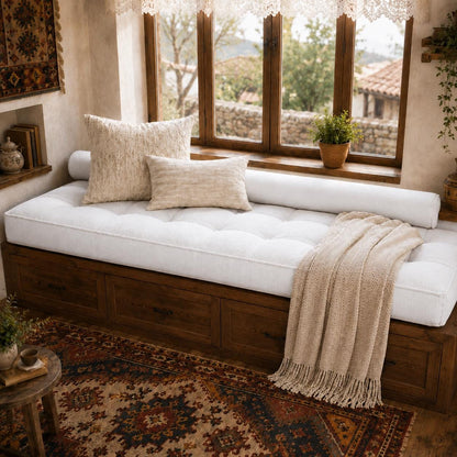 Large Window Seat Cushion, Tufted Bench Cushion, Handmade Indoor Bench Seat