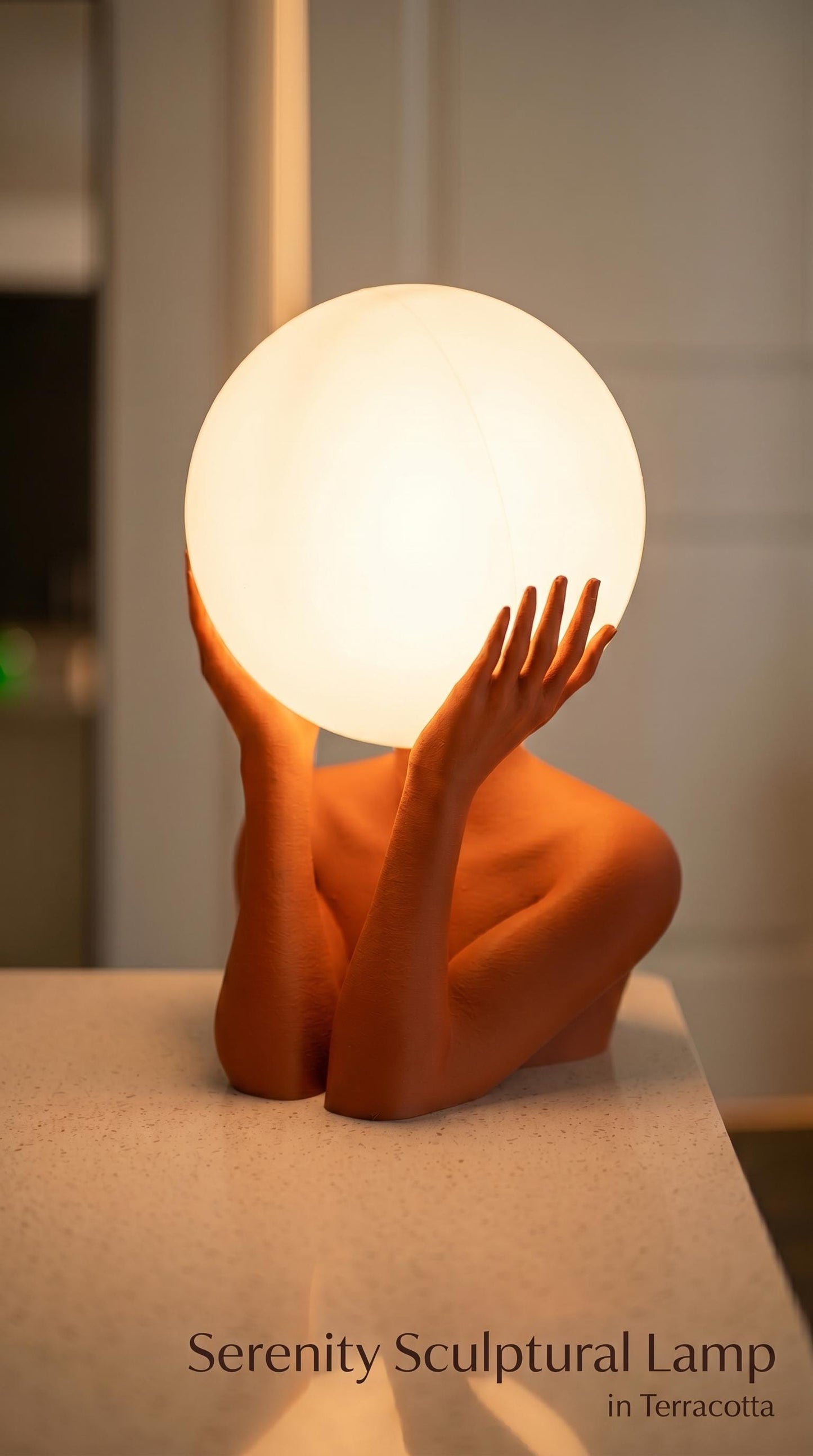 Sculptural Sphere Table Lamp, Artistic Ambient Light, Minimalist Home Decor