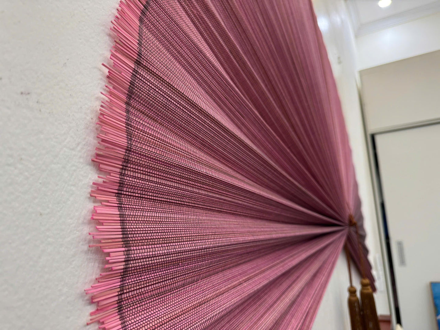 Dusty Rose Bamboo Wall Fan Decor for Bedroom & Living Room