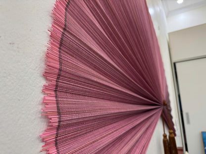 Dusty Rose Bamboo Wall Fan Decor for Bedroom & Living Room