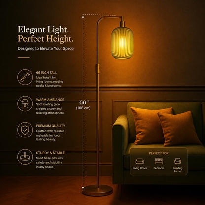 Mid Century Green Glass Floor Lamp | Modern Dimmable Standing Lamp - customizable light