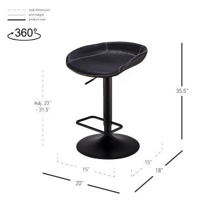 Rogue Adjustable Barstool | Black Leather Swivel