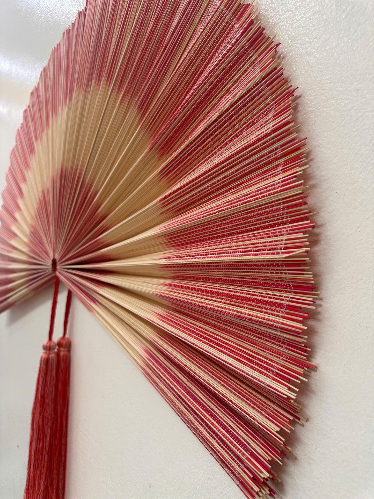 Dusty Rose Bamboo Wall Fan Decor for Bedroom & Living Room