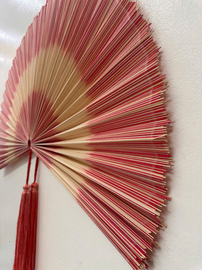Dusty Rose Bamboo Wall Fan Decor for Bedroom & Living Room