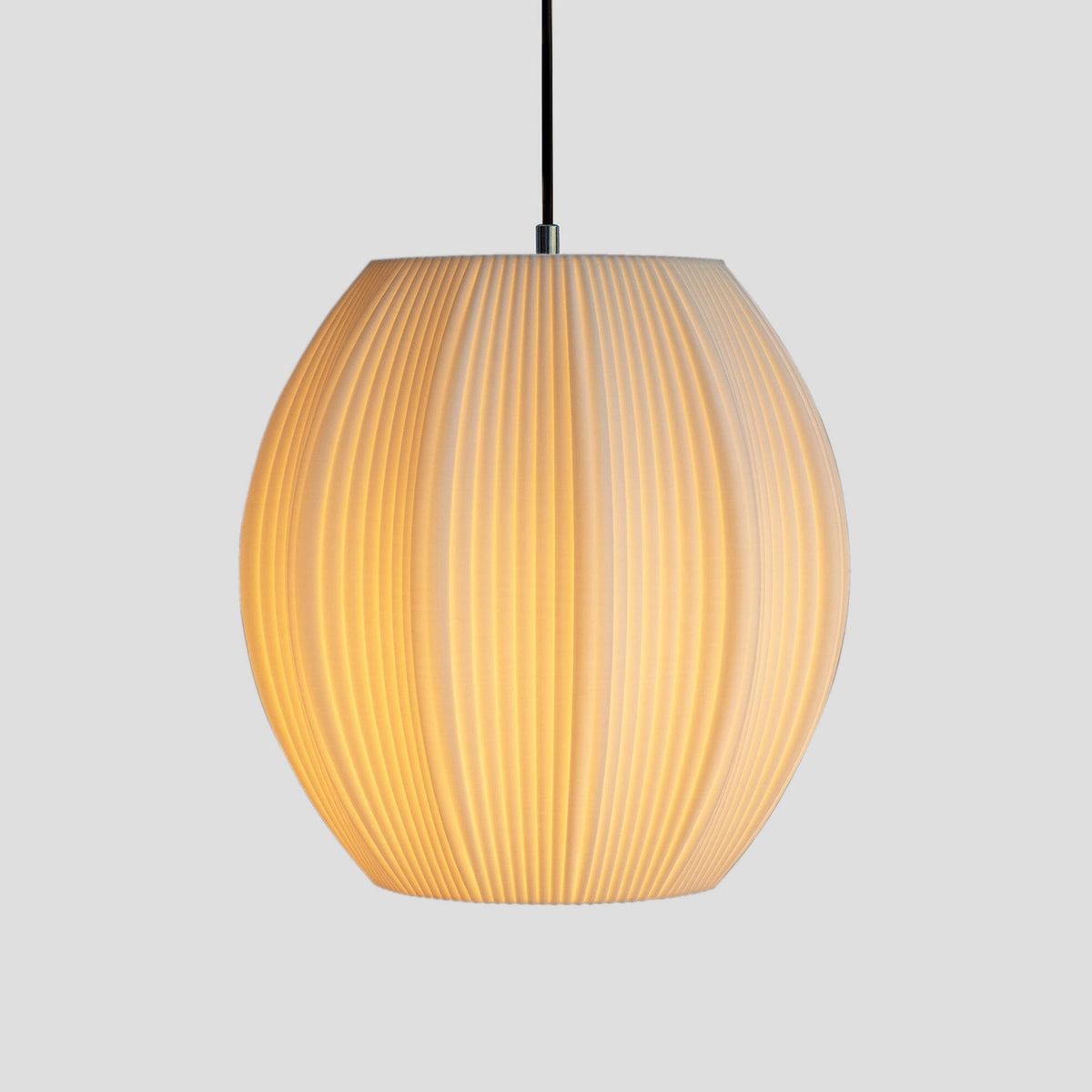 Ribbed Globe Pendant Lamp, Warm Dining Table Light, Japandi Swag Light for Kitchen Island