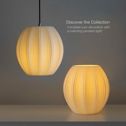 Ribbed Pendant Lamp, Japandi Globe & Tube Hanging Light