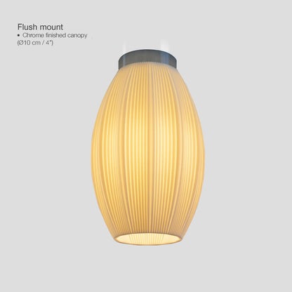 Ribbed Pendant Lamp, Japandi Globe & Tube Hanging Light