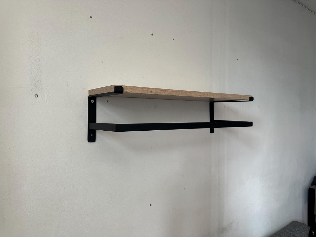 Wall Mounted Clothing Rack with Shelf, Clothes Hanging Rail, Modern Floating Closet Organizer, Entryway Shelf, Metal Garment Rack