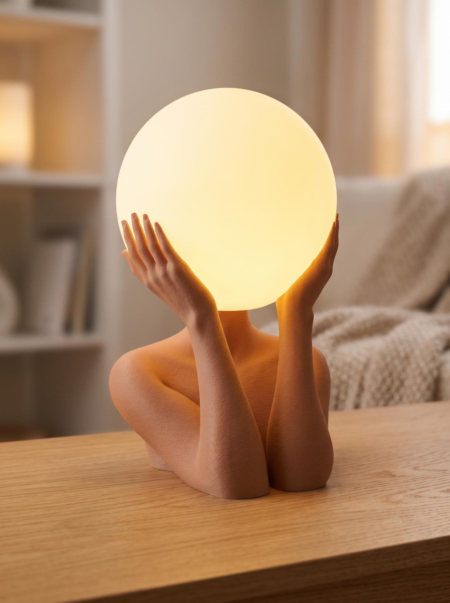 Sculptural Sphere Table Lamp, Artistic Ambient Light, Minimalist Home Decor