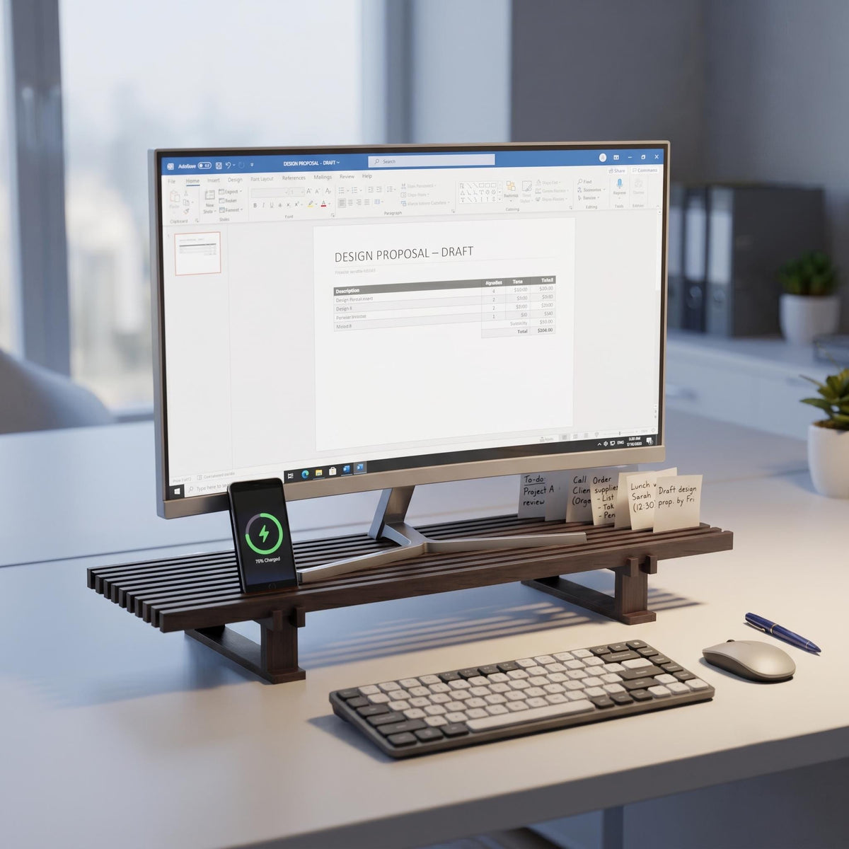 Dark Walnut Solid Wooden Monitor Stand | Wood Monitor Riser | Desk Organizer | Desk Setup