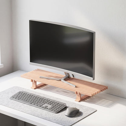 Dark Walnut Solid Wooden Monitor Stand | Wood Monitor Riser | Desk Organizer | Desk Setup