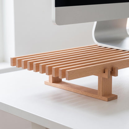 Dark Walnut Solid Wooden Monitor Stand | Wood Monitor Riser | Desk Organizer | Desk Setup