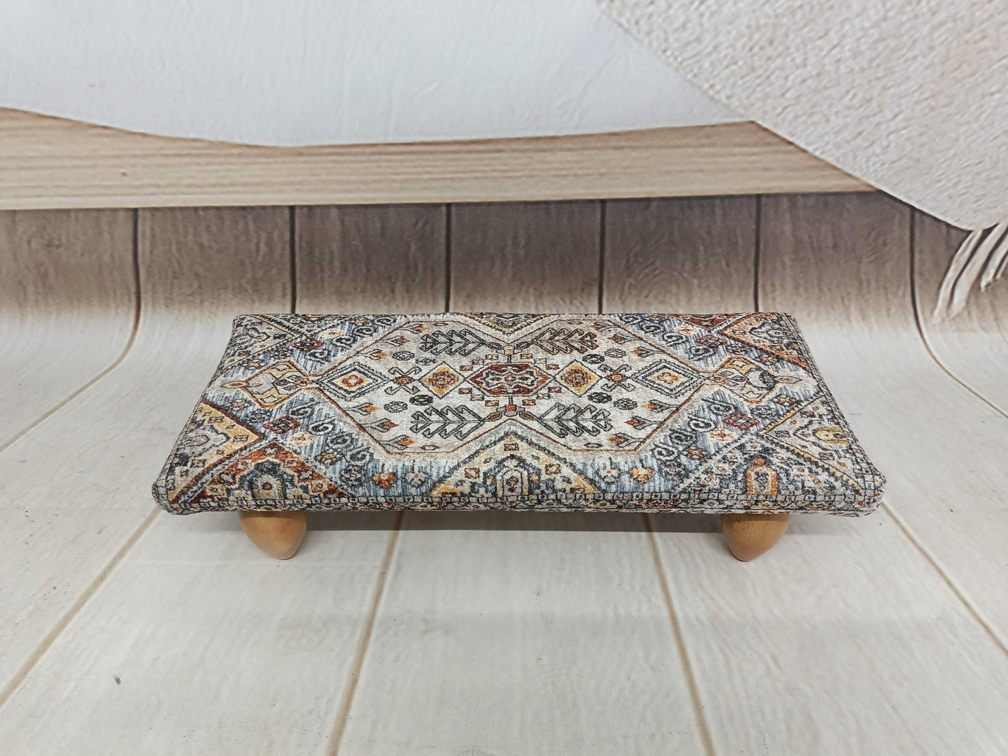 Foot rest pouf, Upholstered bed step, Multipurpose stool, Under desk stool, Foot bench, Ottoman bench, Low stool, Couch table, Boho tray